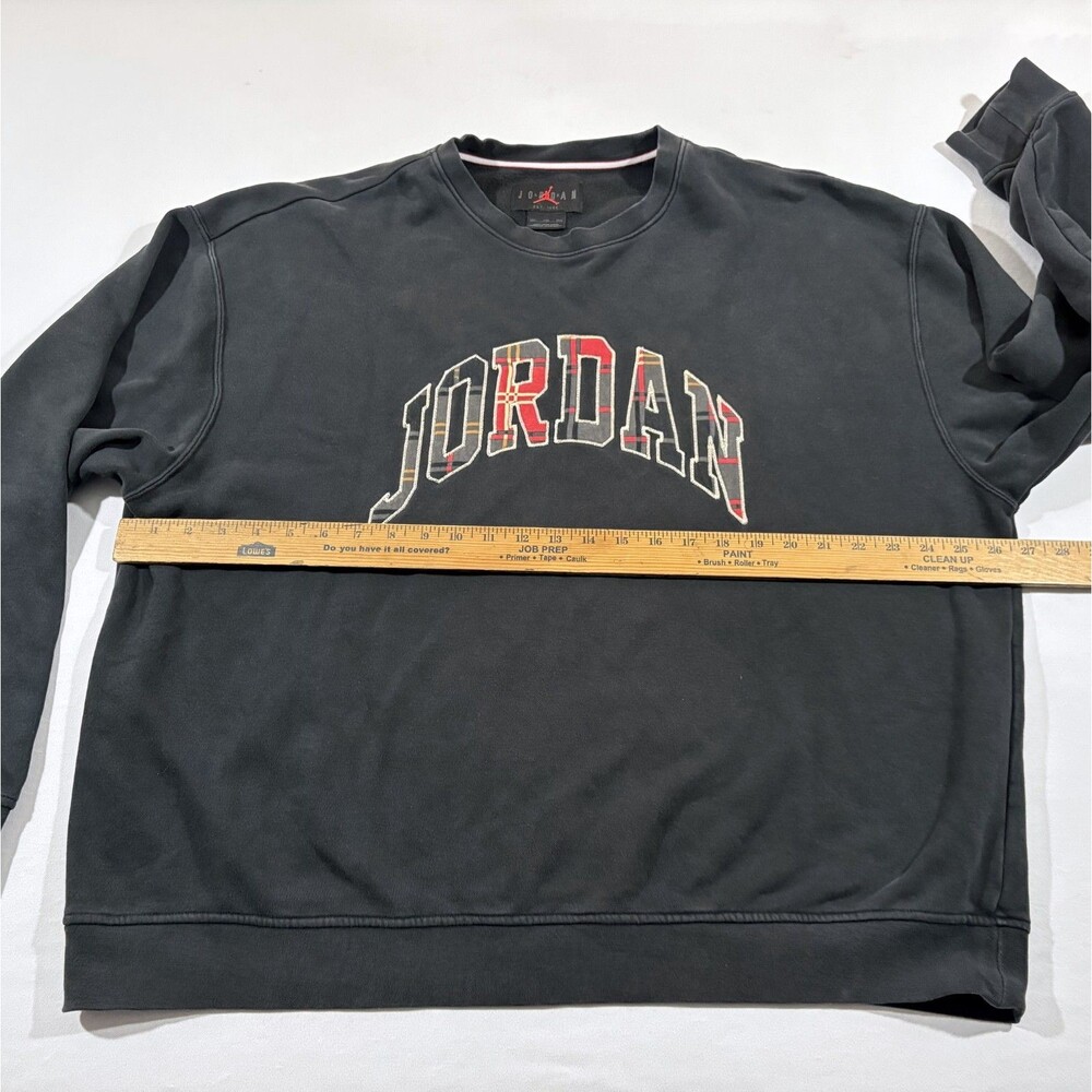 Air Jordan Essential Holiday Plaid Crewneck Sweatshirt Mens Black DQ7348 Sz 2XL - Picture 6 of 10